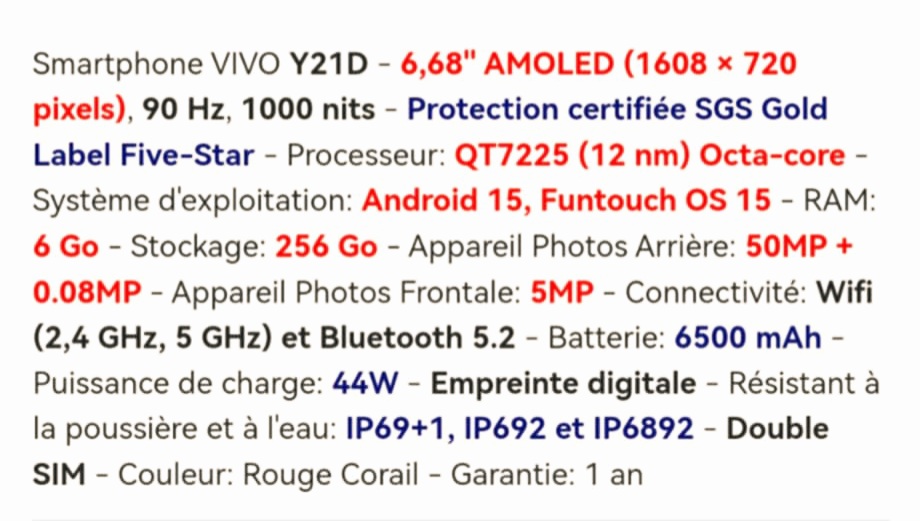 Bab Bhar&nbsp;Montplaisir&nbsp;Autre Marque&nbsp;Autre Mod�le&nbsp;Smartphone vivo y21d