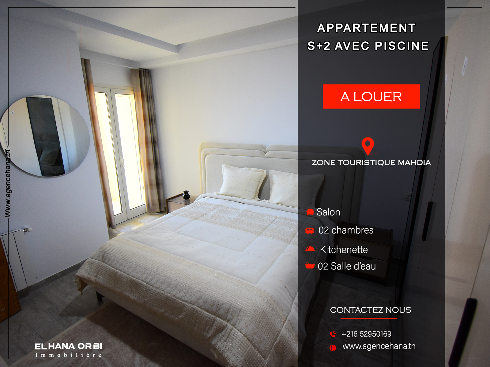 Mahdia&nbsp;Mahdia&nbsp;Location&nbsp;Appart. 2 pi�ces&nbsp;Pour toute lann�e s2 neuf zone touristique mahdia