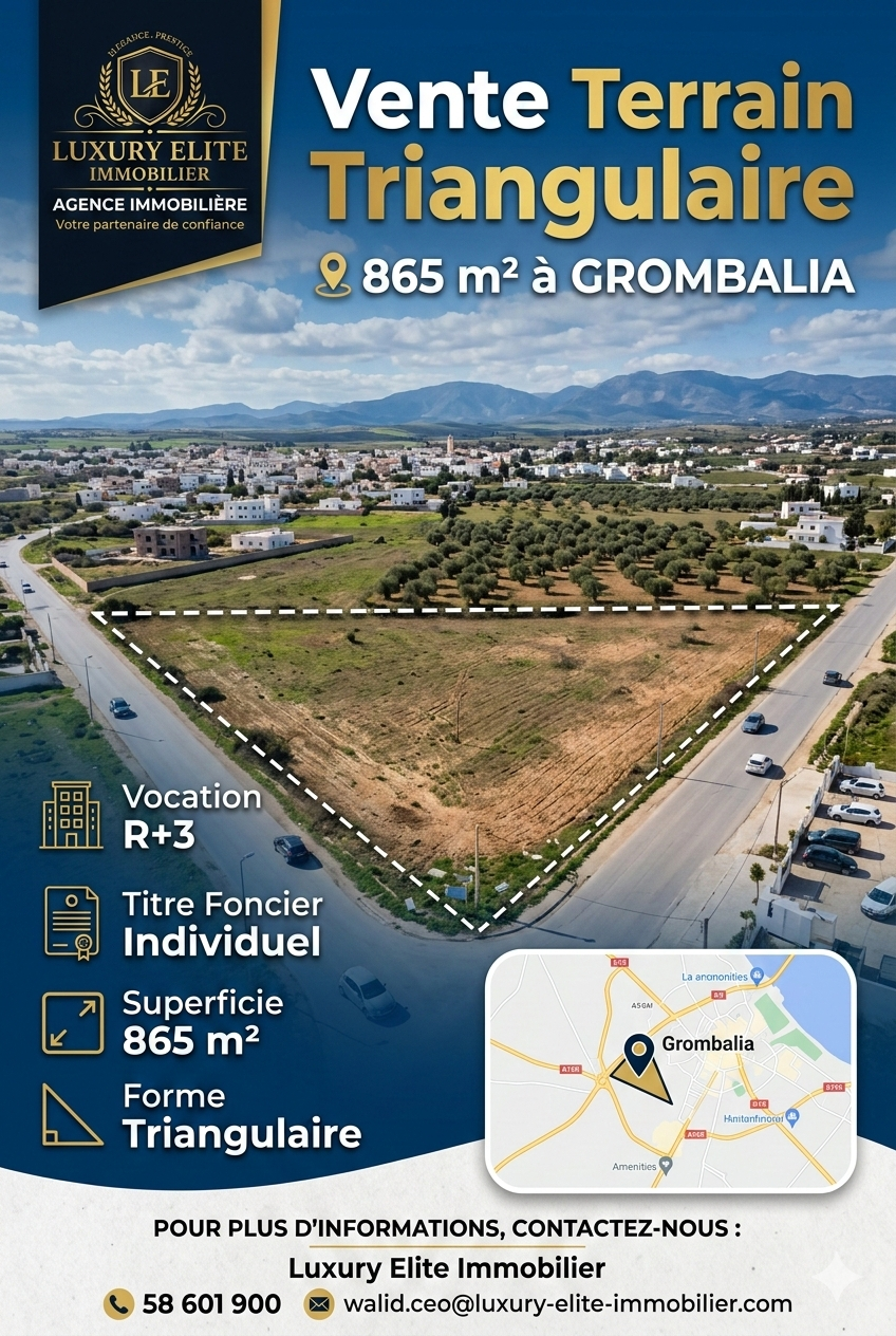 Grombalia&nbsp;Grombalia&nbsp;Terrain&nbsp;Terrain nu&nbsp;Terrain d'exception  grombalia