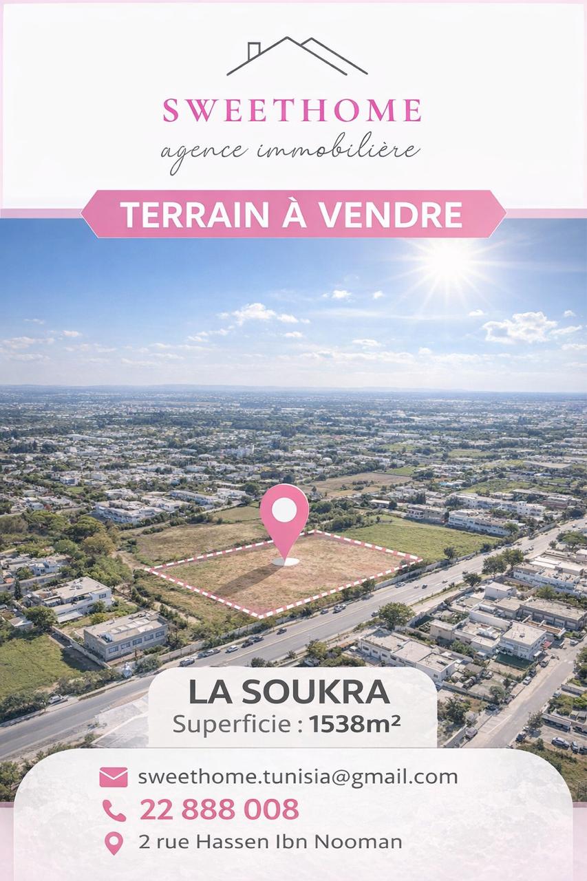 La Soukra&nbsp;La Soukra&nbsp;Terrain&nbsp;Terrain nu&nbsp;Terrain 1538m2 � la soukra