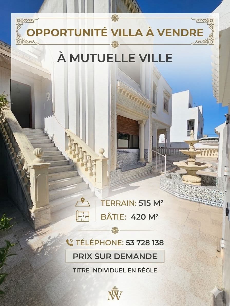 El Menzah&nbsp;Mutuelle Ville&nbsp;Vente&nbsp;Maisons&nbsp;Villa a mutuelle ville