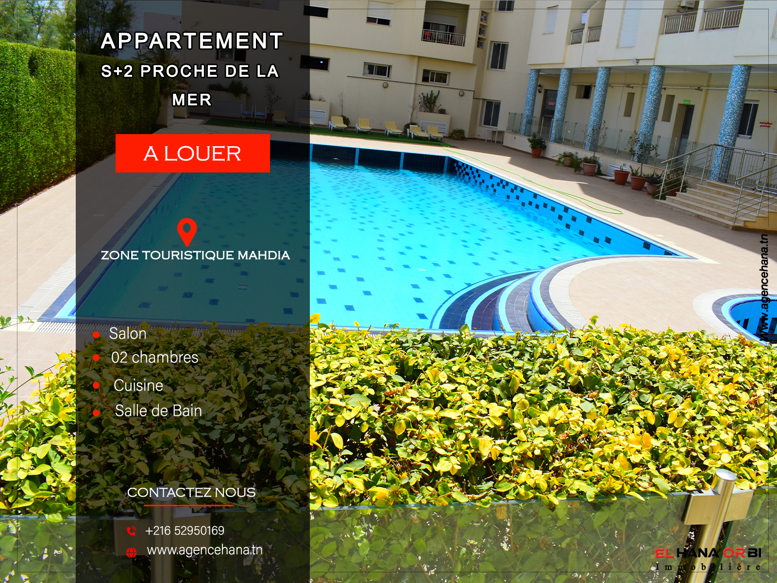 Mahdia&nbsp;Mahdia&nbsp;Location vacances&nbsp;Appart. 2 pi�ces&nbsp;S2 haut standing  zone touristique