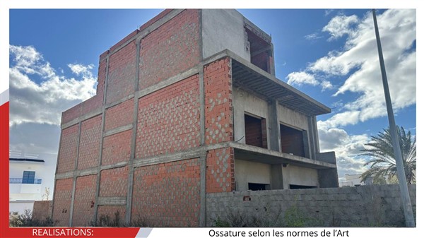 Hammam Chatt&nbsp;Borj Cedria&nbsp;Vente&nbsp;Duplex&nbsp;Villa inachev�e couvrant 340 m2 pour 320 md