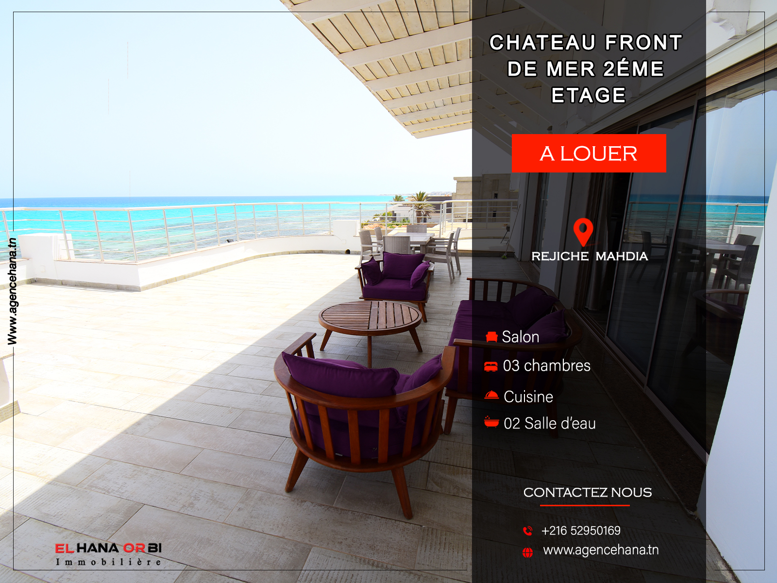 Mahdia&nbsp;Rejiche&nbsp;Location vacances&nbsp;Maisons&nbsp;Ch�teau front de mer pour vacance  rejiche mahdia