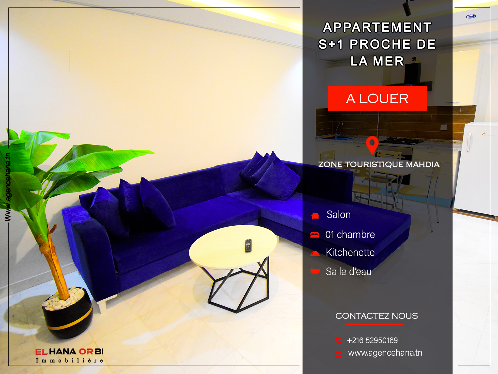 Mahdia&nbsp;Mahdia&nbsp;Location vacances&nbsp;Appart. 1 pi�ce&nbsp;Vacances s1 rz fatimides mahdia