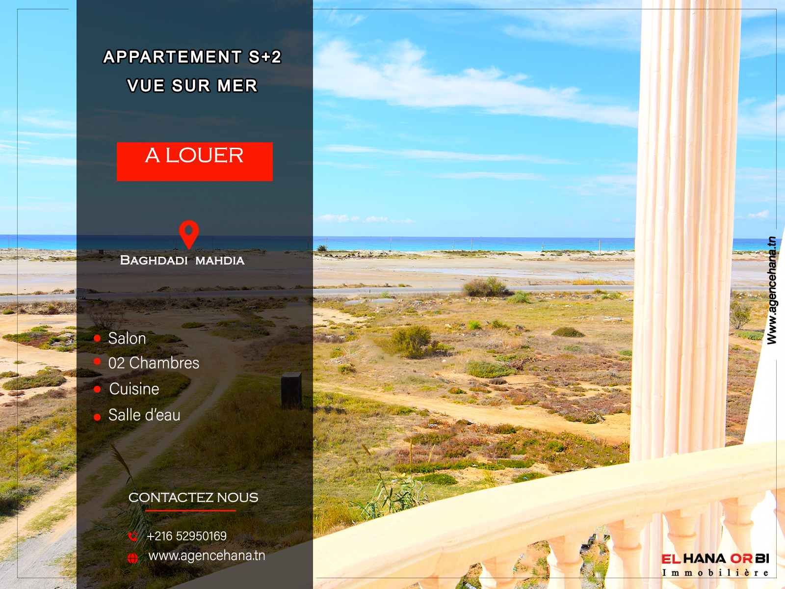 Mahdia&nbsp;Mahdia&nbsp;Location vacances&nbsp;Appart. 2 pi�ces&nbsp;Appartement s2 baghdadi front mer