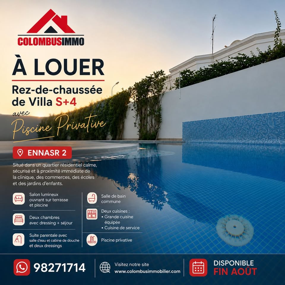 Mnihla&nbsp;Cite Ennasr&nbsp;Location&nbsp;Maisons&nbsp;Rez de chauss�e de villa � ennaser2